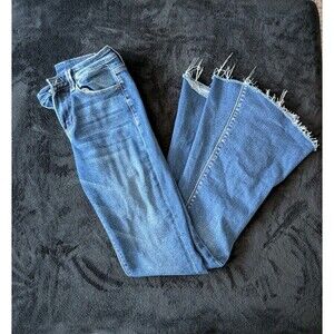 Y2K Flying Monkey Boho Hippie Distressed Split Hem Flare Jeans Mid Rise 24" Sz 0